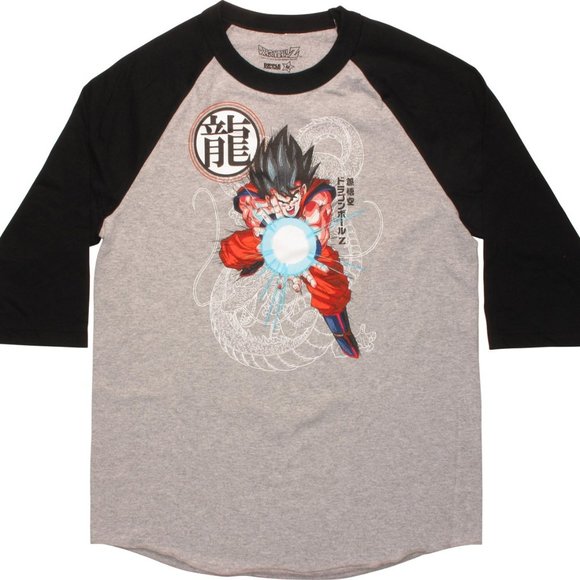 NWOT Dragon Ball Z Goku Fireball Raglan Men Shirt - Picture 1 of 5
